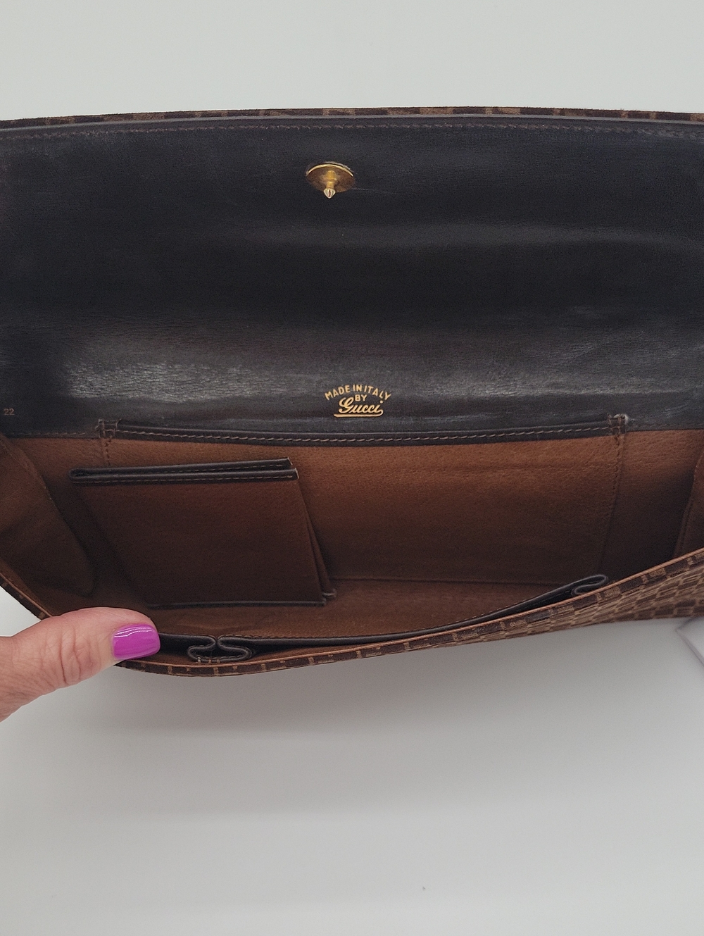 Vintage Gucci Monogram Suede Clutch - Picture 6 of 6